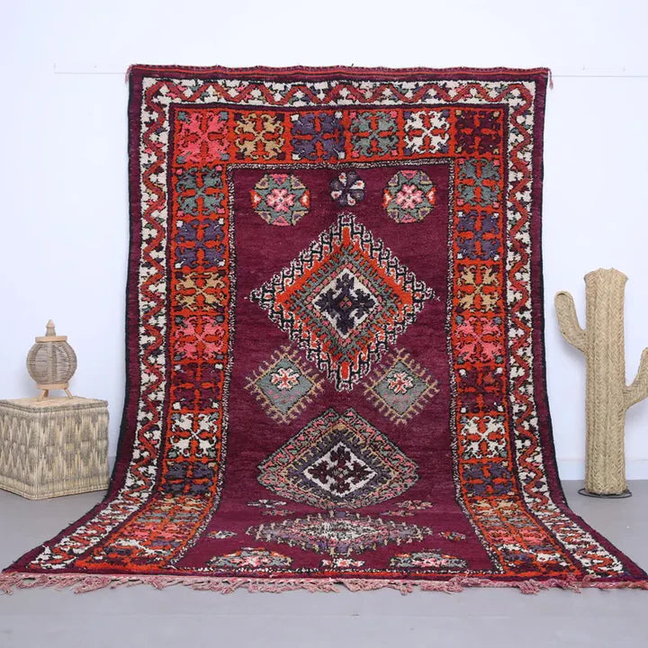 Zahira – Vibrant Moroccan Berber Rug in Deep Burgundy