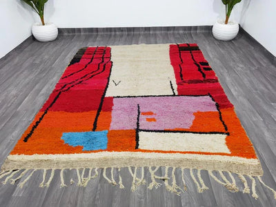 Layla – Handwoven Moroccan Berber Rug in Rich Crimson